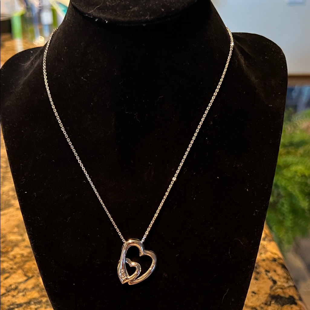 Red Envelope Silver Double Heart Necklace